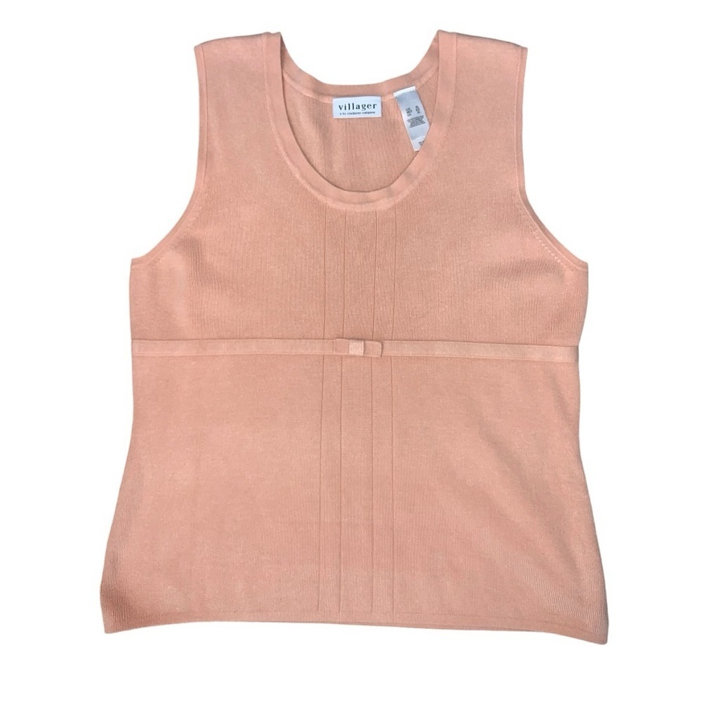Liz Claiborne Vintage Dainty Bow Sleeveless Peach Nude Top Women’s Cottagecore